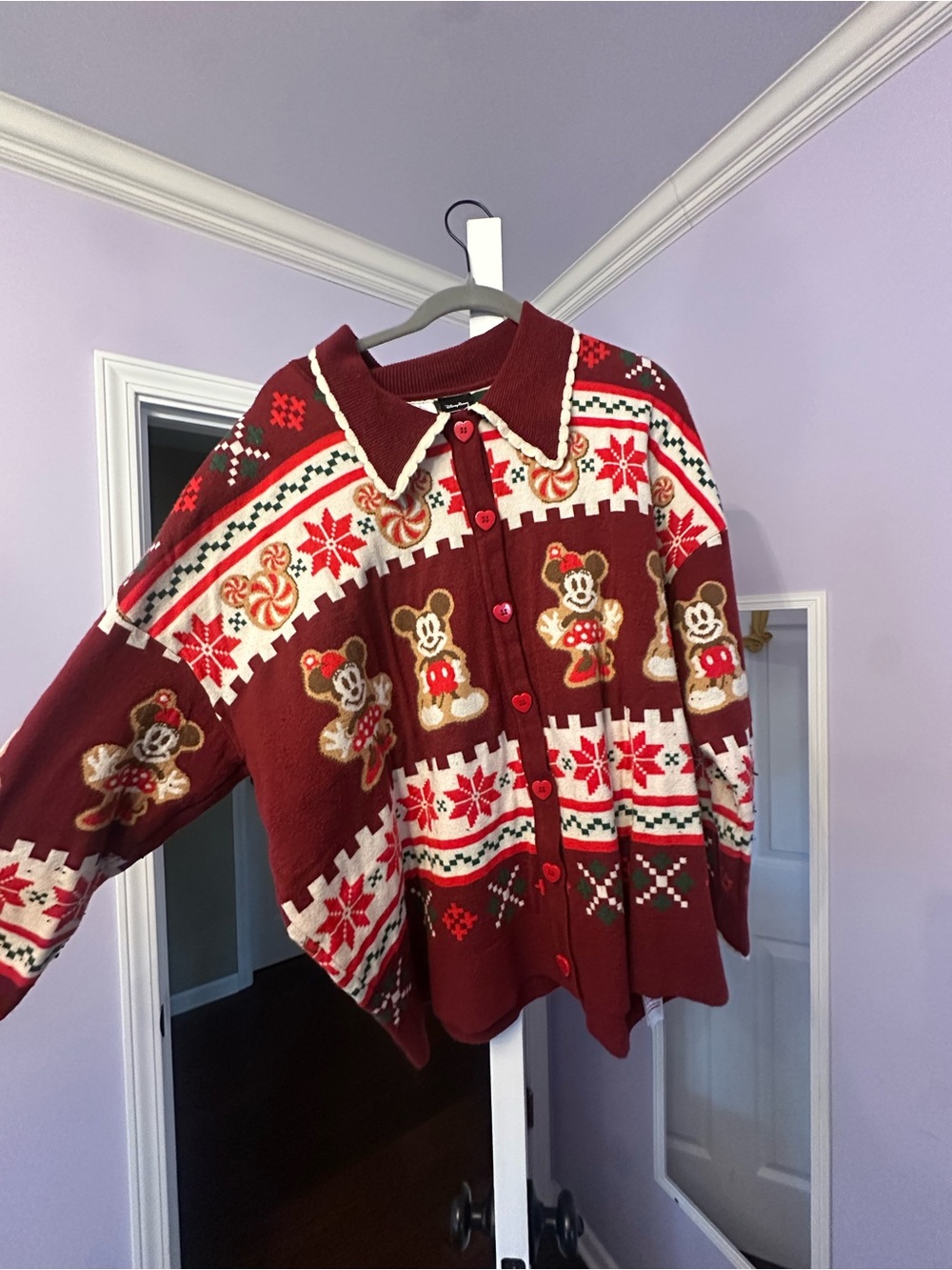 Disney Mickey Mouse Holiday Cardigan Sweater - Red